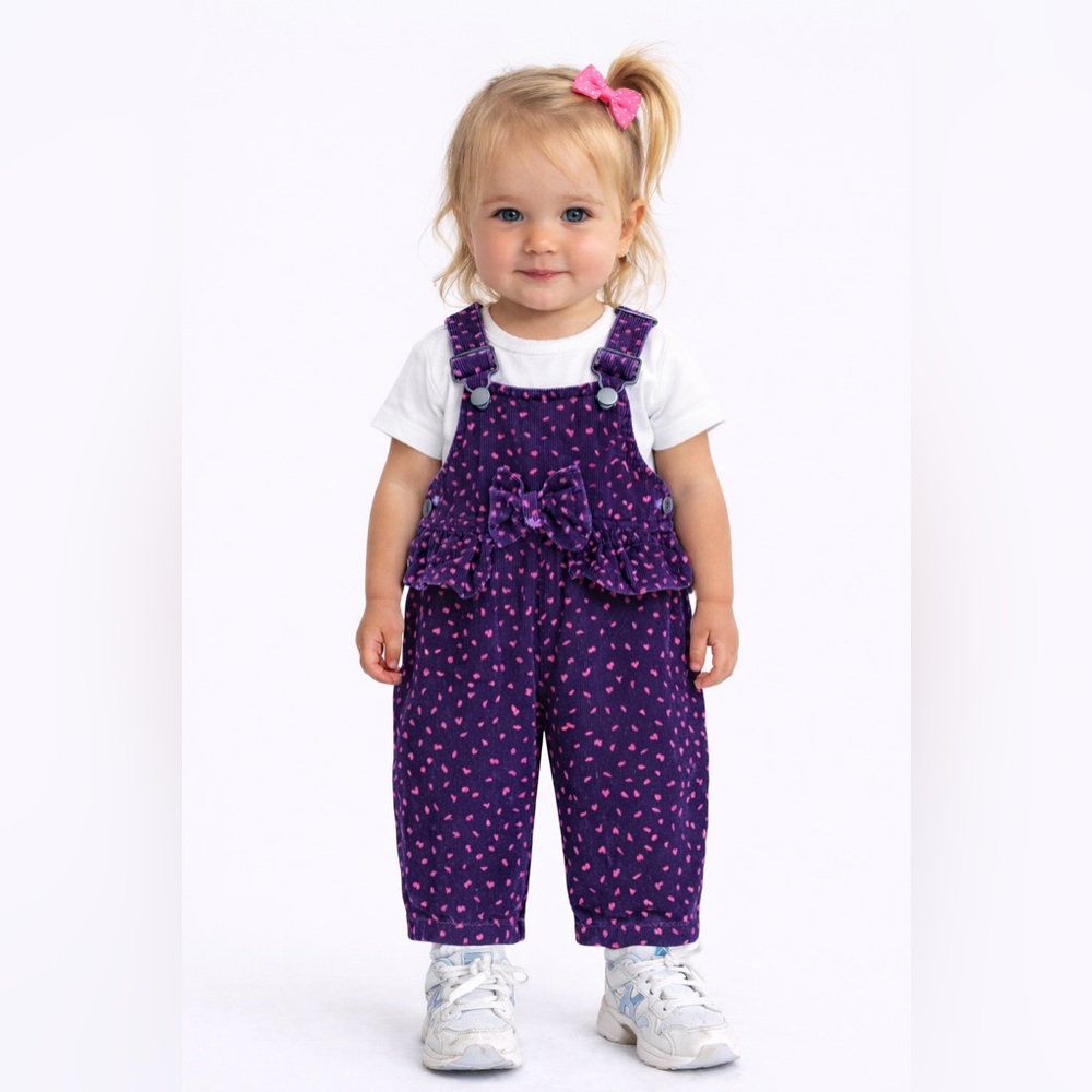 Purple corduroy polkadot bubble‎ overalls size 12m